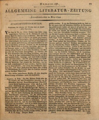 Allgemeine Literatur-Zeitung (Literarisches Zentralblatt für Deutschland) Samstag 10. Mai 1794