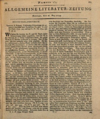 Allgemeine Literatur-Zeitung (Literarisches Zentralblatt für Deutschland) Montag 26. Mai 1794