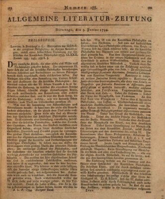 Allgemeine Literatur-Zeitung (Literarisches Zentralblatt für Deutschland) Dienstag 3. Juni 1794