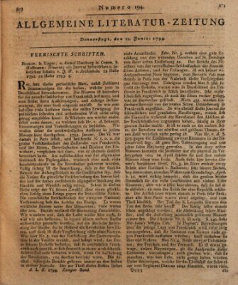 Allgemeine Literatur-Zeitung (Literarisches Zentralblatt für Deutschland) Donnerstag 12. Juni 1794