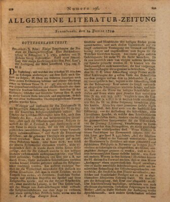 Allgemeine Literatur-Zeitung (Literarisches Zentralblatt für Deutschland) Samstag 14. Juni 1794