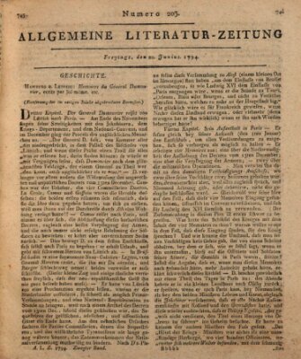 Allgemeine Literatur-Zeitung (Literarisches Zentralblatt für Deutschland) Freitag 20. Juni 1794