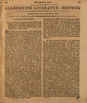 Allgemeine Literatur-Zeitung (Literarisches Zentralblatt für Deutschland) Donnerstag 26. Juni 1794