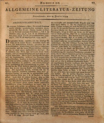 Allgemeine Literatur-Zeitung (Literarisches Zentralblatt für Deutschland) Samstag 28. Juni 1794