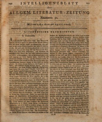 Allgemeine Literatur-Zeitung (Literarisches Zentralblatt für Deutschland) Mittwoch 2. April 1794