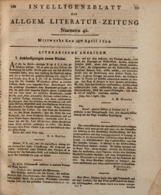 Allgemeine Literatur-Zeitung (Literarisches Zentralblatt für Deutschland) Mittwoch 23. April 1794