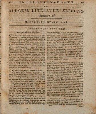 Allgemeine Literatur-Zeitung (Literarisches Zentralblatt für Deutschland) Mittwoch 30. April 1794