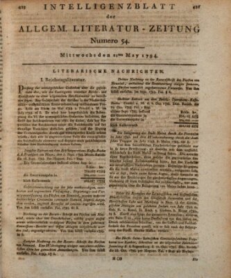 Allgemeine Literatur-Zeitung (Literarisches Zentralblatt für Deutschland) Mittwoch 21. Mai 1794