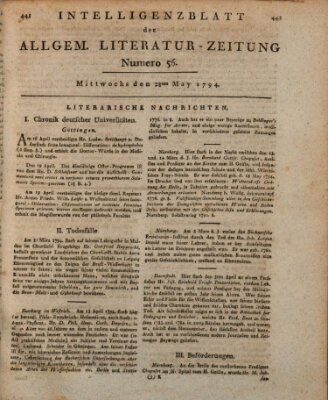 Allgemeine Literatur-Zeitung (Literarisches Zentralblatt für Deutschland) Mittwoch 28. Mai 1794