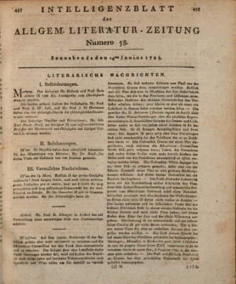 Allgemeine Literatur-Zeitung (Literarisches Zentralblatt für Deutschland) Samstag 14. Juni 1794