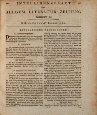 Allgemeine Literatur-Zeitung (Literarisches Zentralblatt für Deutschland) Mittwoch 18. Juni 1794