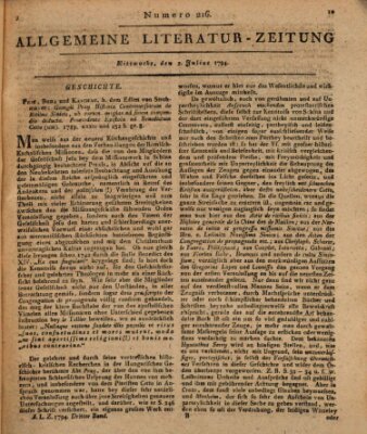 Allgemeine Literatur-Zeitung (Literarisches Zentralblatt für Deutschland) Mittwoch 2. Juli 1794