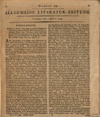 Allgemeine Literatur-Zeitung (Literarisches Zentralblatt für Deutschland) Freitag 4. Juli 1794