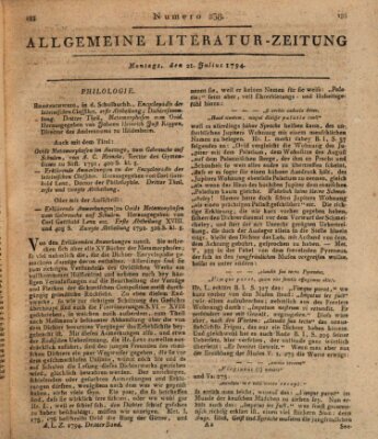 Allgemeine Literatur-Zeitung (Literarisches Zentralblatt für Deutschland) Montag 21. Juli 1794