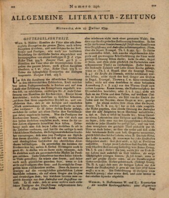 Allgemeine Literatur-Zeitung (Literarisches Zentralblatt für Deutschland) Mittwoch 23. Juli 1794