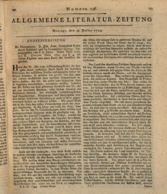 Allgemeine Literatur-Zeitung (Literarisches Zentralblatt für Deutschland) Montag 28. Juli 1794