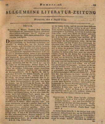 Allgemeine Literatur-Zeitung (Literarisches Zentralblatt für Deutschland) Mittwoch 6. August 1794