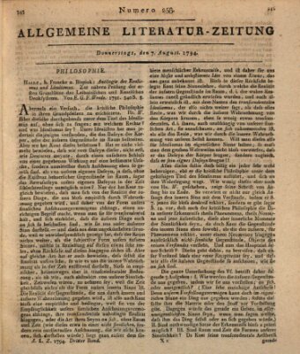 Allgemeine Literatur-Zeitung (Literarisches Zentralblatt für Deutschland) Donnerstag 7. August 1794