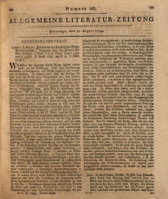 Allgemeine Literatur-Zeitung (Literarisches Zentralblatt für Deutschland) Dienstag 12. August 1794