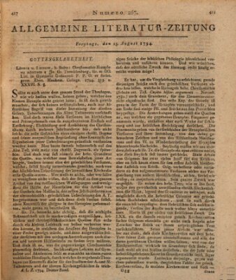 Allgemeine Literatur-Zeitung (Literarisches Zentralblatt für Deutschland) Freitag 15. August 1794