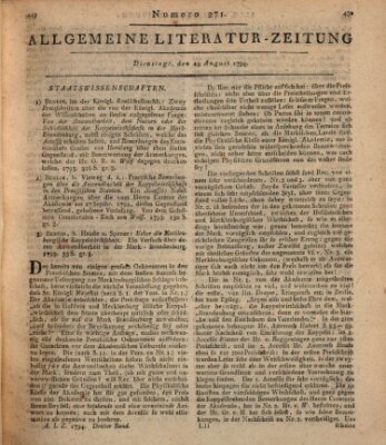 Allgemeine Literatur-Zeitung (Literarisches Zentralblatt für Deutschland) Dienstag 19. August 1794