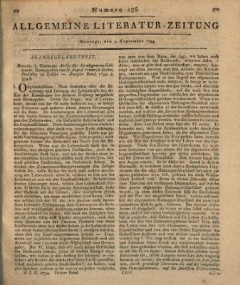 Allgemeine Literatur-Zeitung (Literarisches Zentralblatt für Deutschland) Montag 1. September 1794