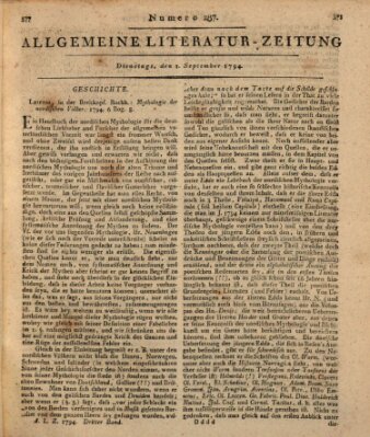 Allgemeine Literatur-Zeitung (Literarisches Zentralblatt für Deutschland) Dienstag 2. September 1794