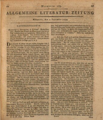 Allgemeine Literatur-Zeitung (Literarisches Zentralblatt für Deutschland) Mittwoch 3. September 1794