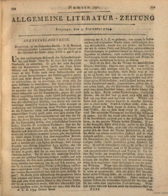 Allgemeine Literatur-Zeitung (Literarisches Zentralblatt für Deutschland) Freitag 5. September 1794