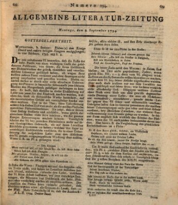 Allgemeine Literatur-Zeitung (Literarisches Zentralblatt für Deutschland) Montag 8. September 1794