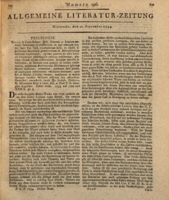 Allgemeine Literatur-Zeitung (Literarisches Zentralblatt für Deutschland) Mittwoch 10. September 1794