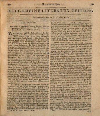 Allgemeine Literatur-Zeitung (Literarisches Zentralblatt für Deutschland) Samstag 13. September 1794