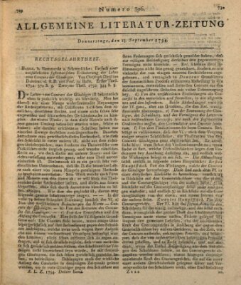 Allgemeine Literatur-Zeitung (Literarisches Zentralblatt für Deutschland) Donnerstag 18. September 1794