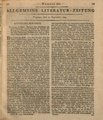 Allgemeine Literatur-Zeitung (Literarisches Zentralblatt für Deutschland) Freitag 19. September 1794