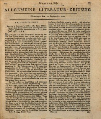 Allgemeine Literatur-Zeitung (Literarisches Zentralblatt für Deutschland) Dienstag 30. September 1794