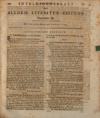 Allgemeine Literatur-Zeitung (Literarisches Zentralblatt für Deutschland) Mittwoch 2. Juli 1794