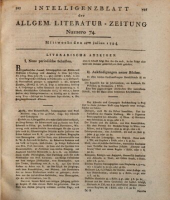 Allgemeine Literatur-Zeitung (Literarisches Zentralblatt für Deutschland) Mittwoch 16. Juli 1794