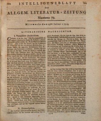 Allgemeine Literatur-Zeitung (Literarisches Zentralblatt für Deutschland) Mittwoch 23. Juli 1794