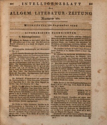 Allgemeine Literatur-Zeitung (Literarisches Zentralblatt für Deutschland) Mittwoch 10. September 1794