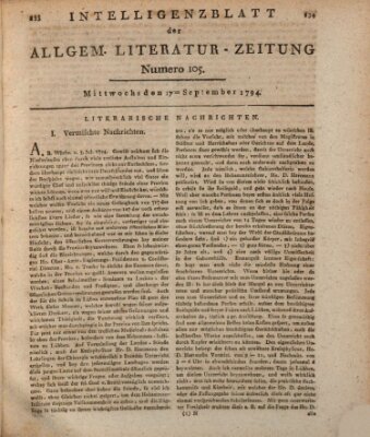 Allgemeine Literatur-Zeitung (Literarisches Zentralblatt für Deutschland) Mittwoch 17. September 1794