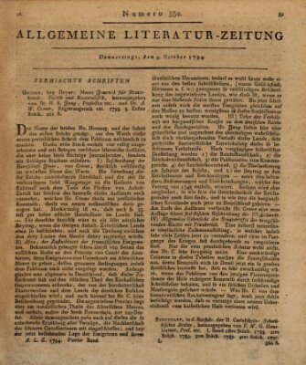 Allgemeine Literatur-Zeitung (Literarisches Zentralblatt für Deutschland) Donnerstag 9. Oktober 1794