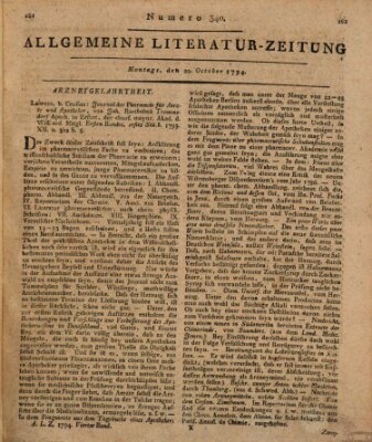 Allgemeine Literatur-Zeitung (Literarisches Zentralblatt für Deutschland) Montag 20. Oktober 1794