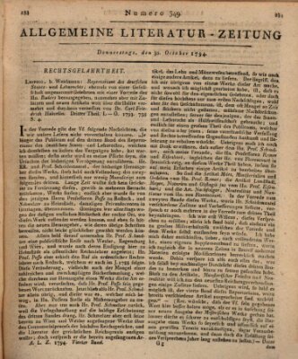 Allgemeine Literatur-Zeitung (Literarisches Zentralblatt für Deutschland) Donnerstag 30. Oktober 1794