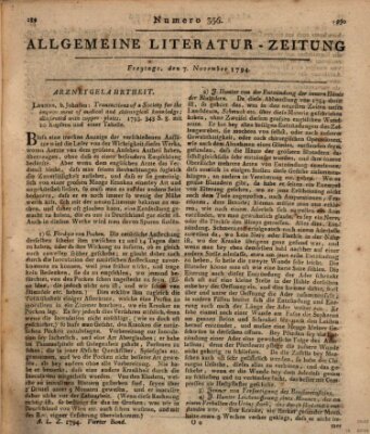 Allgemeine Literatur-Zeitung (Literarisches Zentralblatt für Deutschland) Freitag 7. November 1794