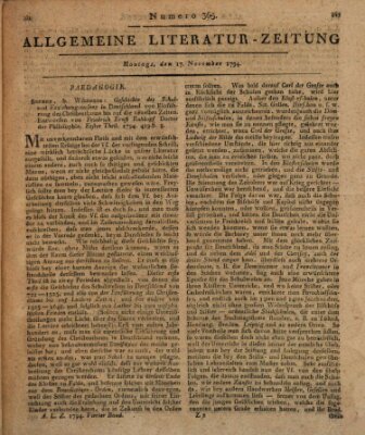 Allgemeine Literatur-Zeitung (Literarisches Zentralblatt für Deutschland) Montag 17. November 1794