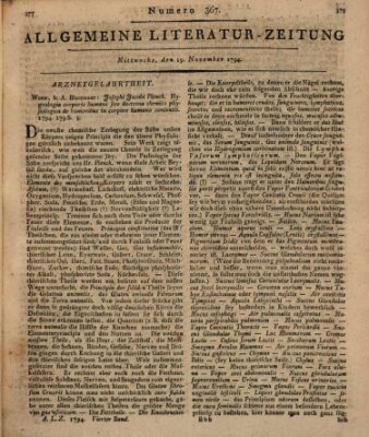 Allgemeine Literatur-Zeitung (Literarisches Zentralblatt für Deutschland) Mittwoch 19. November 1794