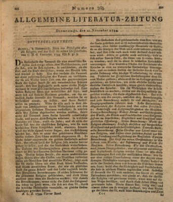 Allgemeine Literatur-Zeitung (Literarisches Zentralblatt für Deutschland) Donnerstag 20. November 1794