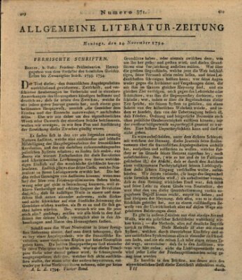 Allgemeine Literatur-Zeitung (Literarisches Zentralblatt für Deutschland) Montag 24. November 1794