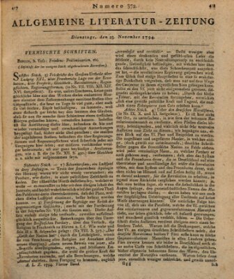 Allgemeine Literatur-Zeitung (Literarisches Zentralblatt für Deutschland) Dienstag 25. November 1794