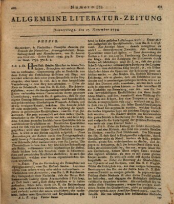 Allgemeine Literatur-Zeitung (Literarisches Zentralblatt für Deutschland) Donnerstag 27. November 1794